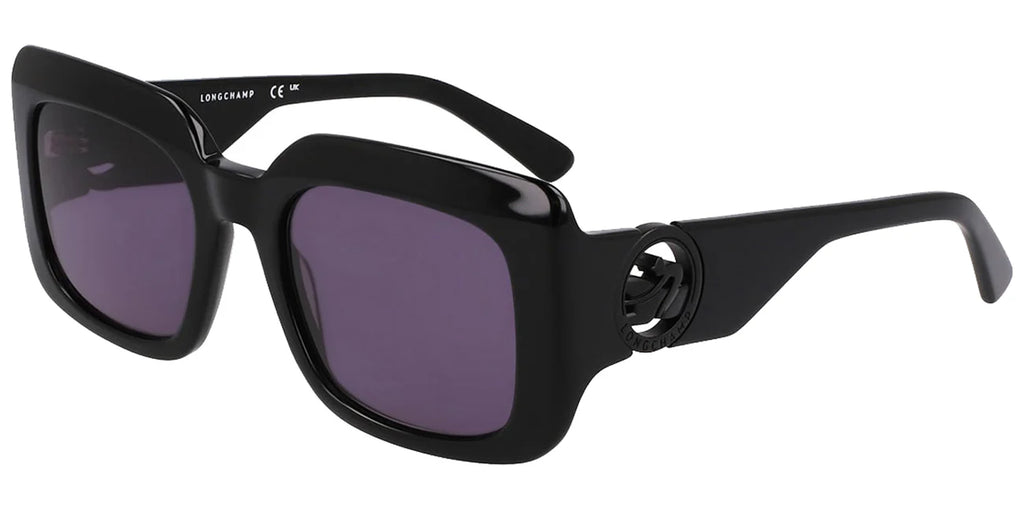 Longchamp Black Squared Mod Butterfly w/ Thick Temples